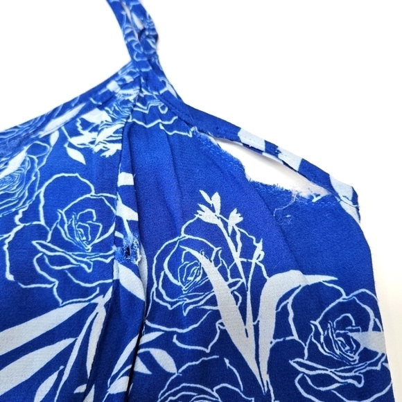 Thakoon Collective Blue Leaf Ruffle Short Slip Dress Size 0 - Picture 6 of 8